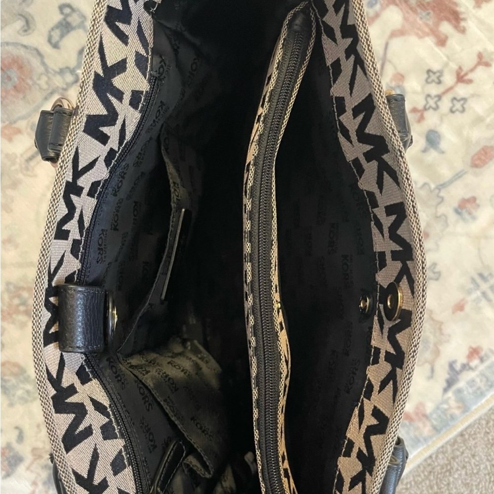 Michael Kors Black and Tan Logo Tote Bag - Picture 7 of 11
